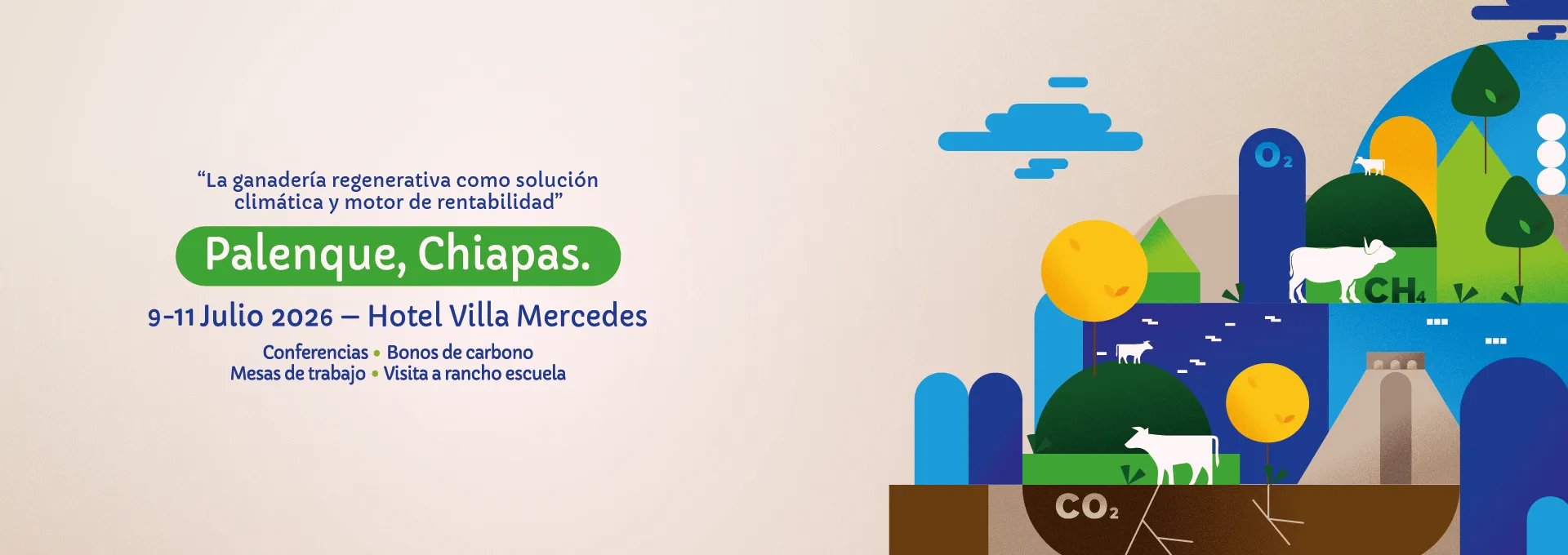 Cartel principal de GANARE 2026, Congreso de Ganadería Regenerativa en Palenque, Chiapas del 9 al 11 de julio de 2026
